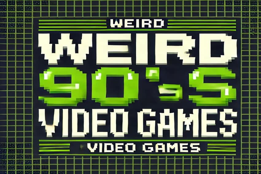 Weird Video Games of the 90s: Featured image, green and black colors