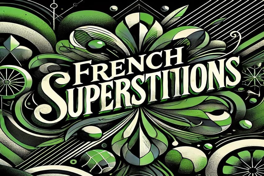 French Superstitions written on black and green background