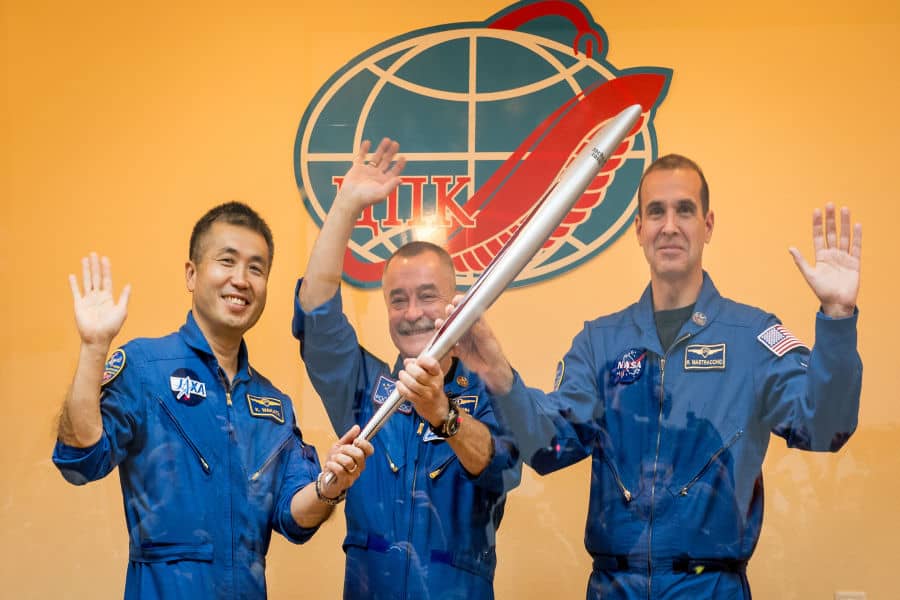 Nasa Astronauts with the Olympic Torch on Earth 