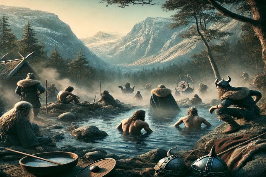 Vikings Bathing: Artistic impression