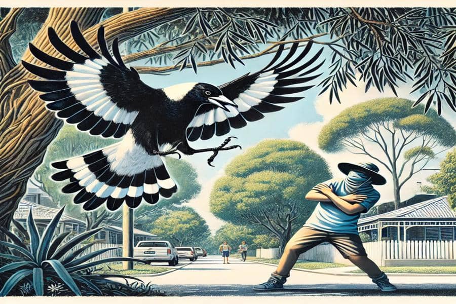 An Australian Cautious Around Magpies