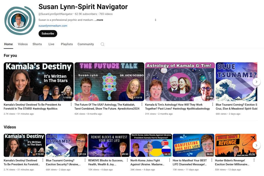 Susan's YouTube Homepage